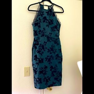 NWT TRIXXI Emerald Green Floral Halter Mini Dress